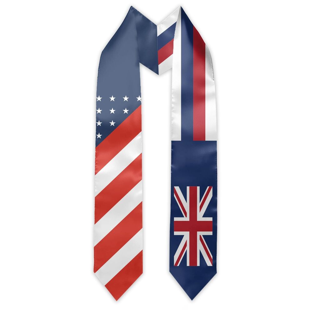 5187 Hawaii Flag and USA Country Flag Graduation Stole Graduation Sash